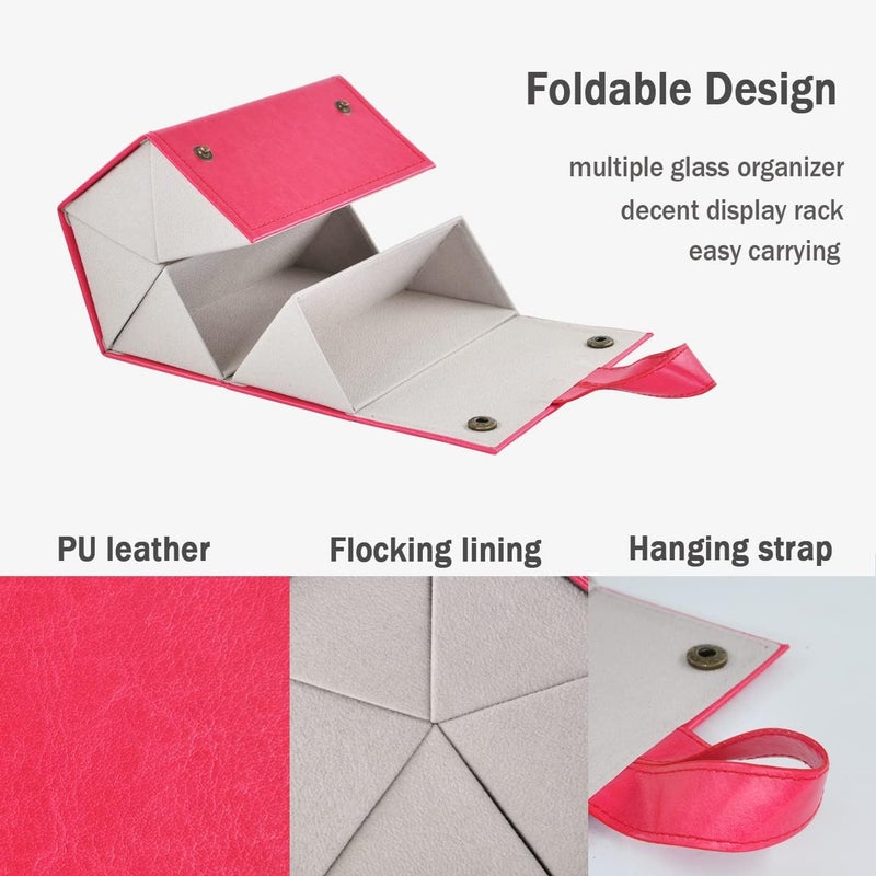Kenpal Sunglasses Storage Organizer Holder Foldable Travel Case with 5 Slot Compartments for Multiple Glasses - Image 3